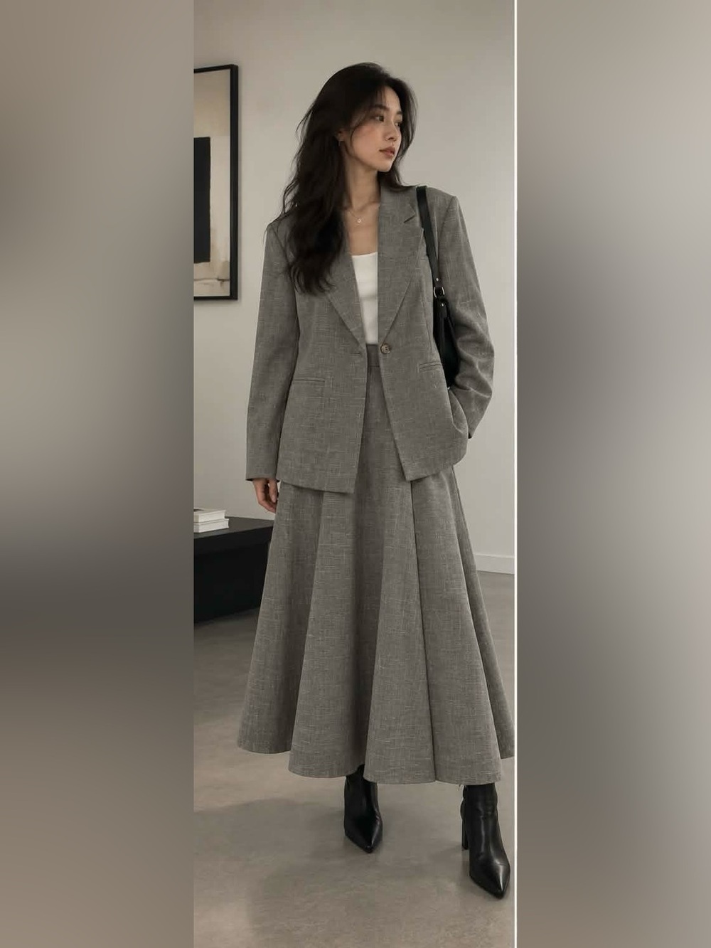 Sandro Ferrone Tailored Grey Plaid Single-Button Blazer